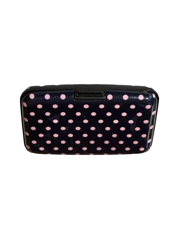 Black & Pink Polka Dot Hard Case Aluminum RFID Blocking Credit Card Holder - Image 2
