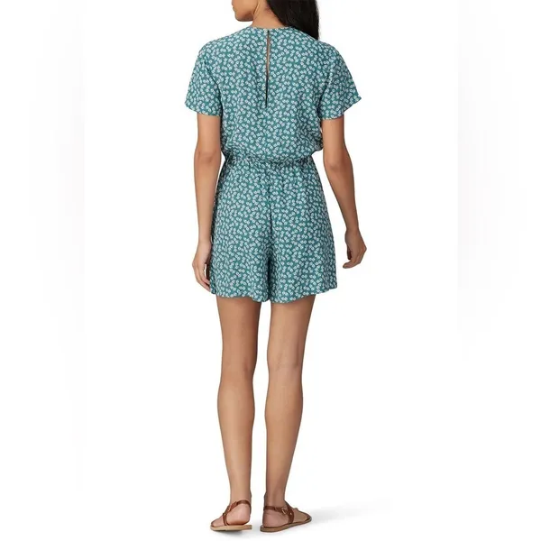 Rails Short Sleeve Sophia Romper in Teal Lotus Floral Size Small RTR - Image 2