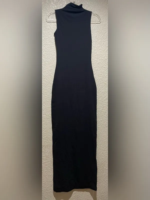 SKIMS NWT Onyx Black Sleeveless Mock Neck Maxi Dress Size XS - Image 4