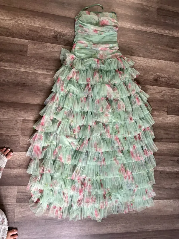 Green Floral Prom dress - Image 3