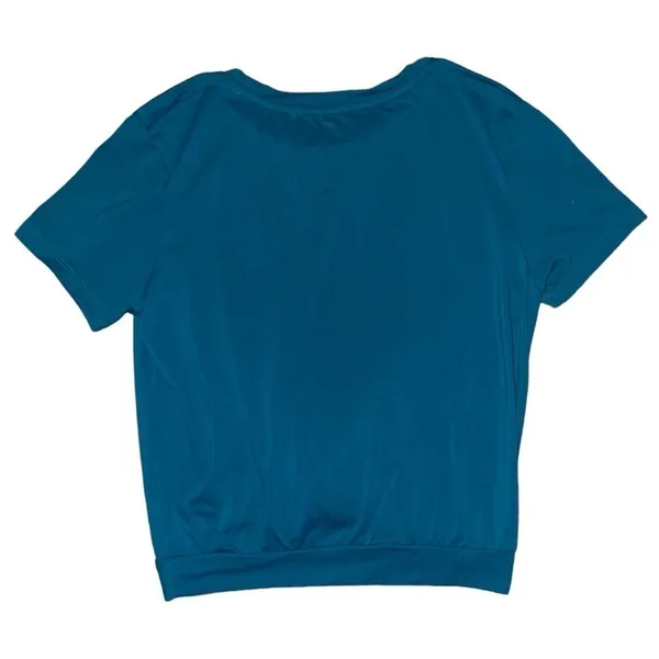 Buff Bunny ocean blue front wrap workout T-shirt women’s size small - Image 2