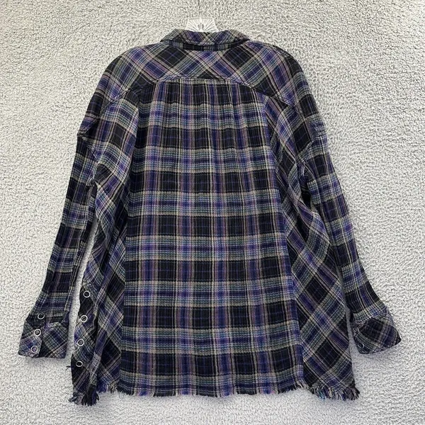 Free People Juniper‎ Ridge Snap Side Plaid Button Up Shirt Boho Grunge Women's S - Image 2