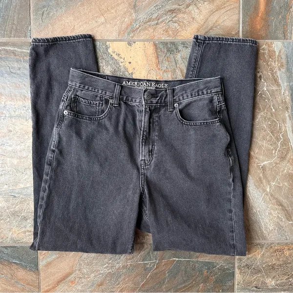 American Eagle Mom Jeans Women's Size 8 Long Black Wash - Image 8