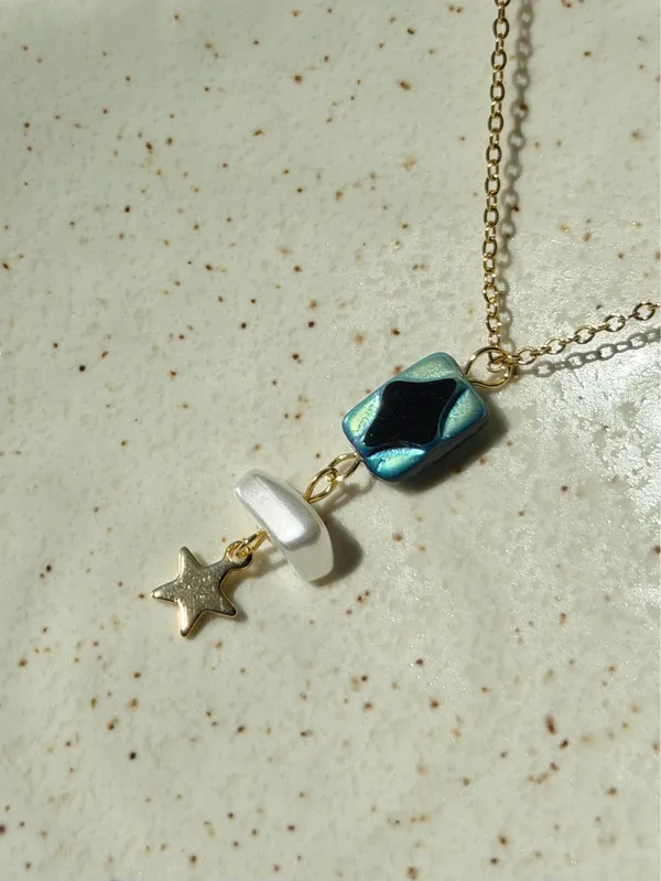 Handmade boho unique whimsy quality gold tone stainless steel necklace🖤 - Image 6