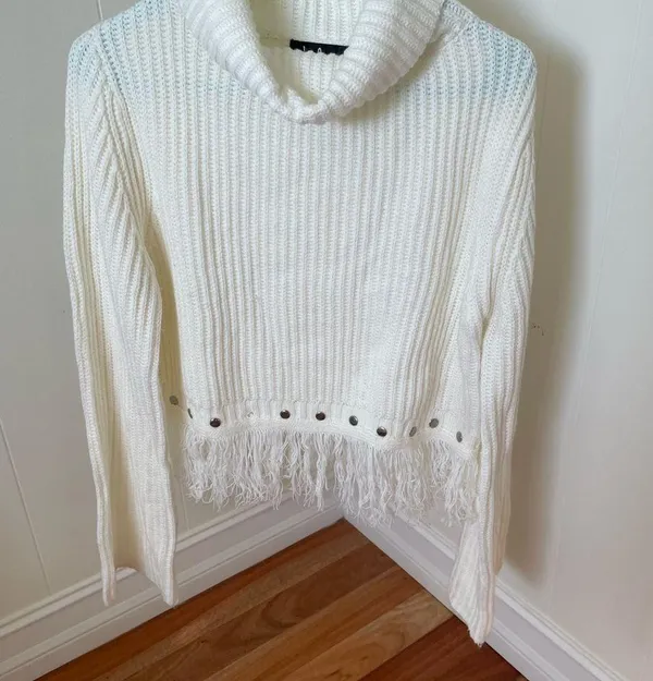Lulus Freethinker Cream Fringe Cropped Sweater - Image 9