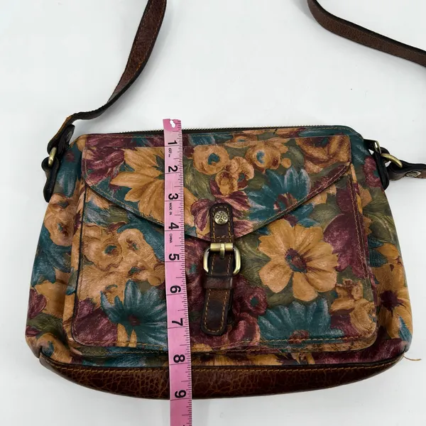 Patricia Nash Avellino Fresco Bouquet floral Italian Leather Crossbody Bag retro - Image 3
