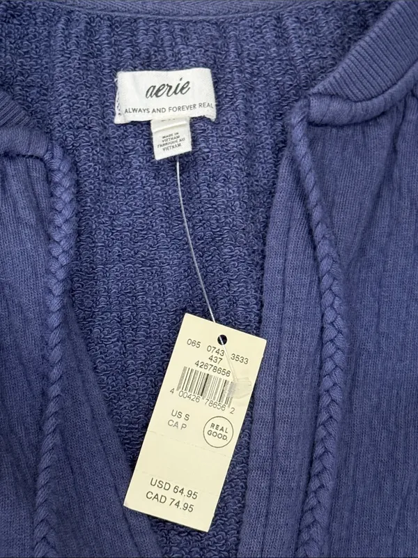 Aerie NWT Easy Street Oversized Sweatshirt Boho Blue Size Small - Image 4