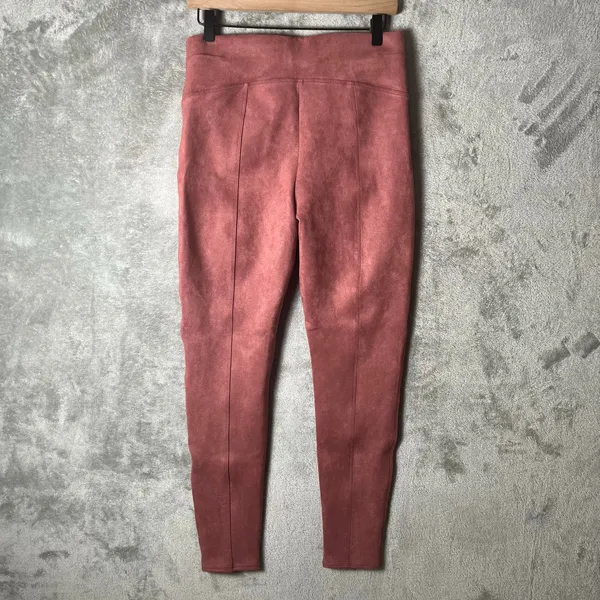 Spanx Faux Suede Leggings Rich Rose Size‎ Large High Waisted New - Image 3