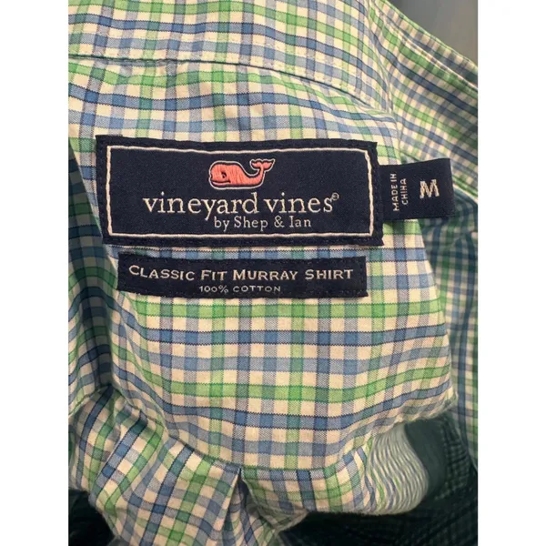 Vineyard‎ Vines Classic Fit Murray Shirt Blue Green Plaid Button Down Women M - Image 7