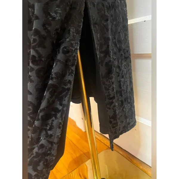 Rachel Zoe Black Velvet Burnout Devoré Midi Dress Whimsigoth 90s Style L - Image 4