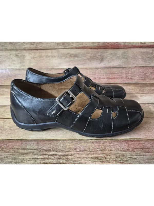 Naturalizer Black Leather Mary Jane Size 7.5M Adjustable Strap Comfort Shoes - Image 5