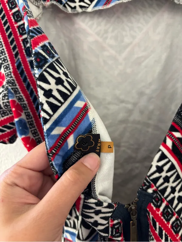 Farm Rio geometric mini dress in red and blue - Image 3