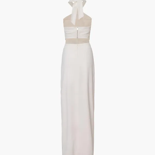 Commense Crisscross Cutout Halter Split Knit Long Dress size small White - Image 2