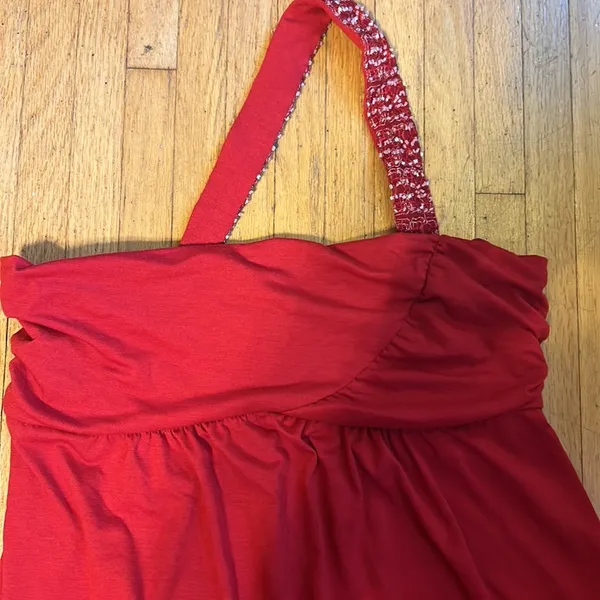 Frederick's of Hollywood Unique One Strap Blingy Red Going Out Shirt NWT - Image 3