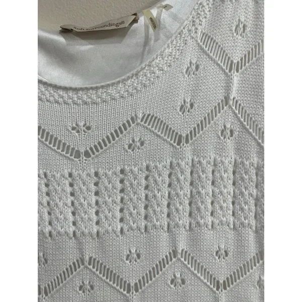 Soft Surroundings White Coastal‎ Crochet Knit Sleeveless Midi Dress Medium - Image 7