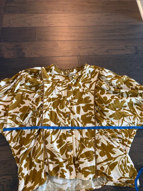 Entro Leaf Print Button Down Top Sz S (fits large) - Image 13