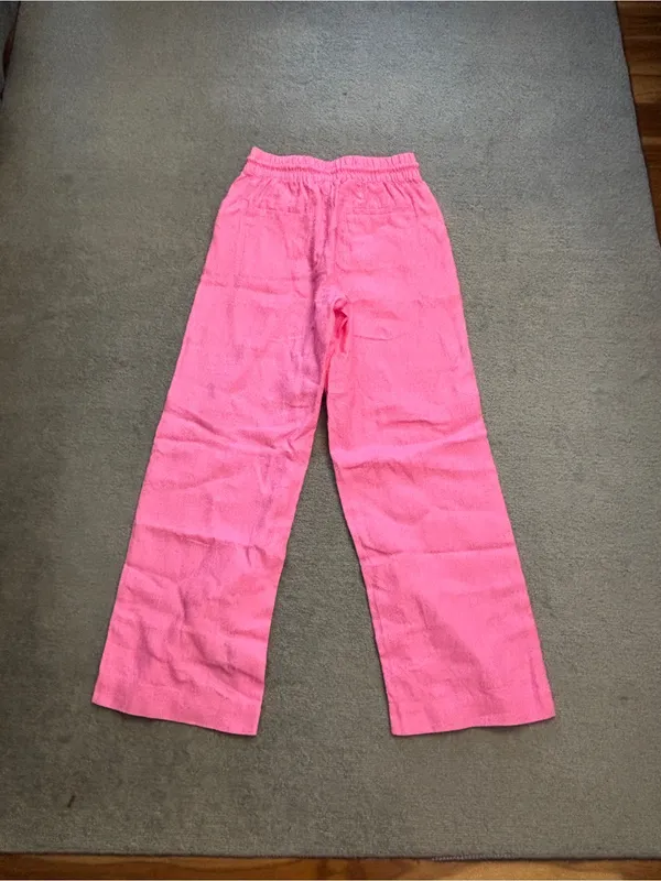 Athleta Retreat Linen High Rise Wide Leg Pant Raphanus Pink - Image 4