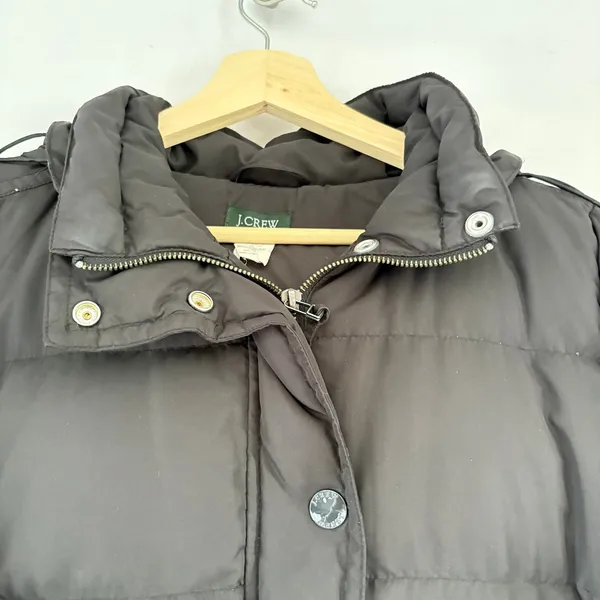 J.Crew Womens Long Puffer Coat Black Removable Hood‎ Quilted Parka Jacket - Image 10