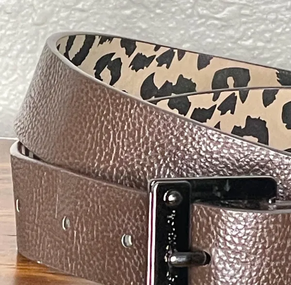 Betsey Johnson Dark Brown Belt With Leopard Interior Print 38” - Image 3