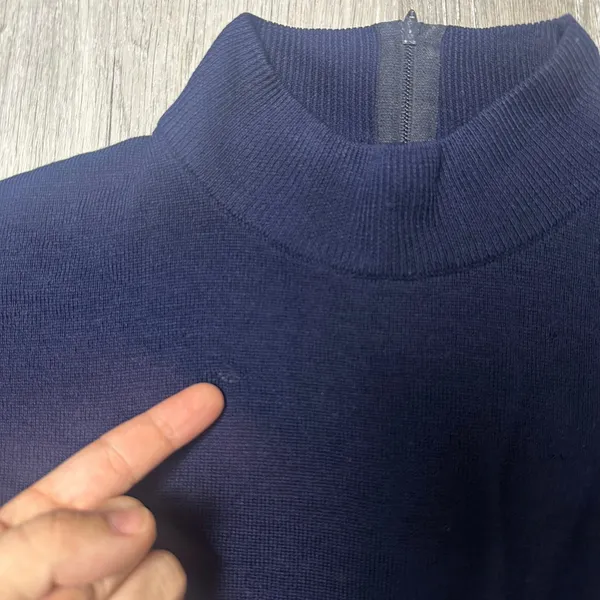 Vintage Pendleton Navy Blue Mock Neck Virgin Wool Top - Image 3