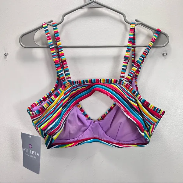 Athleta Montego Colorful Stripes Shirred Underwire Adjustable Bikini Top 38B/C‎ - Image 4