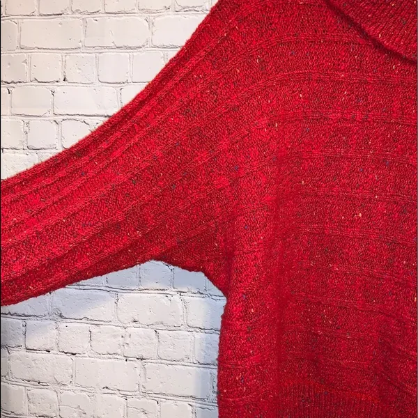 Vintage Red Confetti Wool‎ Blend Sweater Large Chunky Knit Cozy Cottagecore - Image 3