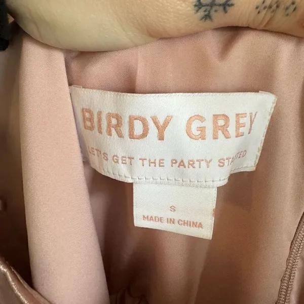 Birdy Grey Eugina Convertible Midi Dress Shiny Satin Rose Gold - Image 7