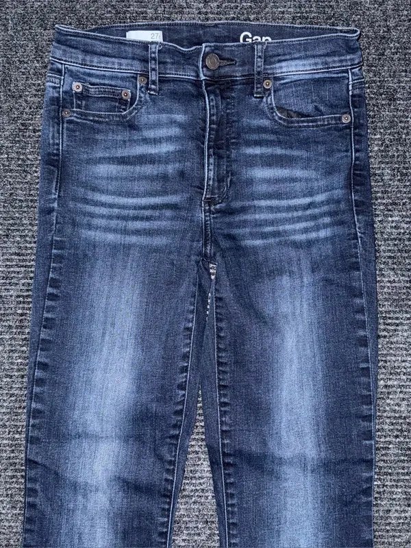 Gap 1969 Resolution Skinny Flare Jeans Dark Wash Faded 27 R High Rise Retro Boho - Image 3