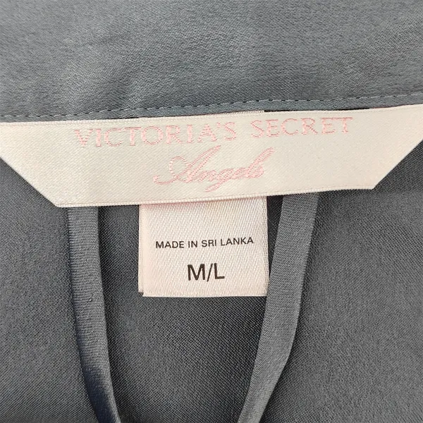 Victoria's Secret Gun Metal Grey Satin Belted Robe M/L - Image 2