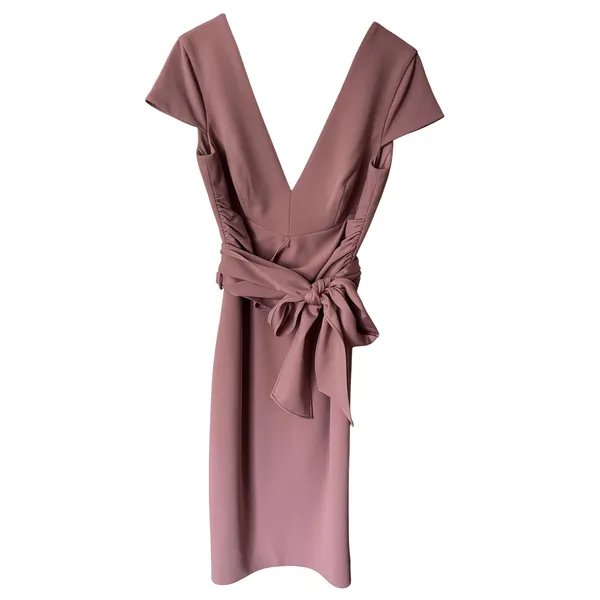 Dress the Population Dana Dress XS Blush Pink V-Neck Sheath Cocktail‎ Wrap Waist - Image 2