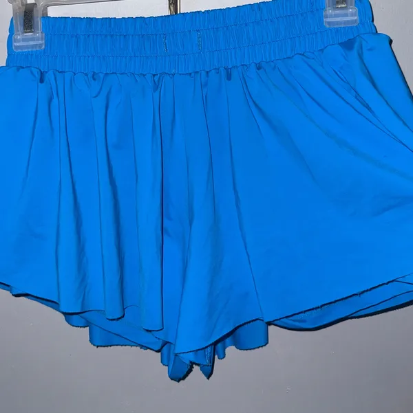 Boutique Bright Blue Flowy 2-in-1 Athletic Butterfly Running Shorts - Image 2