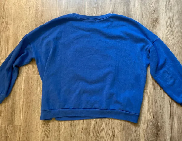 Disney Vintage Blue Patchwork Fleece Sweater Size L - Image 6