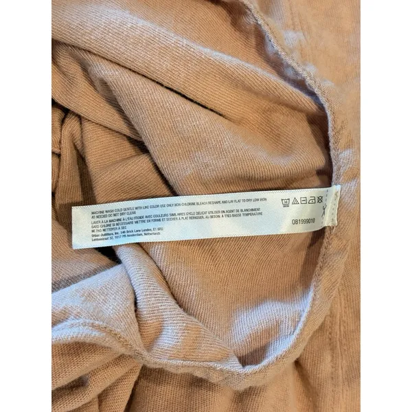 FP Beach Free People Peach Cotton V-Neck Sleeveless Tank Top Oversized Small - Image 4