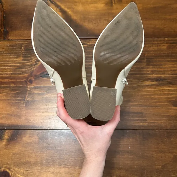 White Faux leather Pointed Madden Girl 7.5 Ankle Booties - Image 2