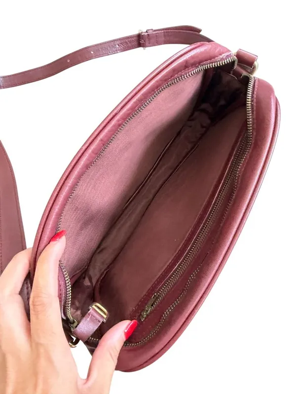 CARTIER Vintage Must Line Bordeaux Suede Calfskin Leather Crossbody Bag - Image 11