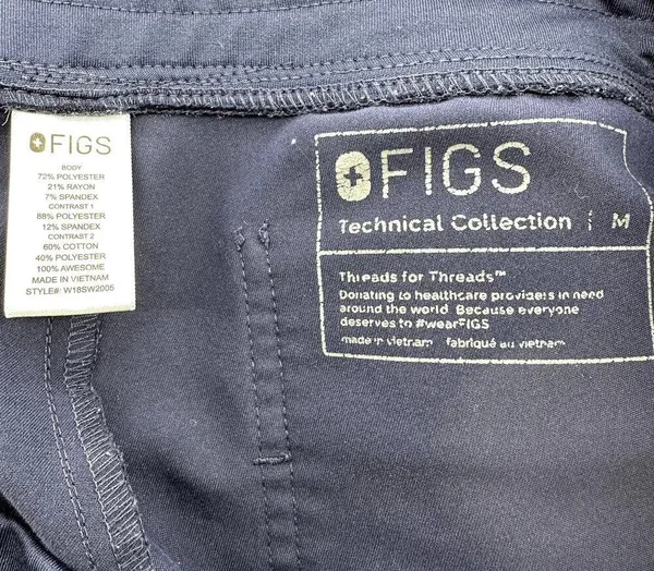 Figs Zamora Jogger Scrub Pants 29" FIONx Pockets Cargo Drawstring Navy Medium - Image 3