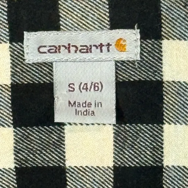 Carhartt Black and Cream Checkered Button-Up Flannel, sz Small (4/6) - Image 3