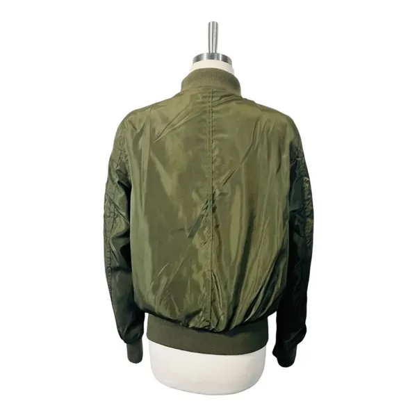 Joujou Bomber Jacket‎ Women Large Olive Green Faux Fur Lined Full Zip Utility - Image 8