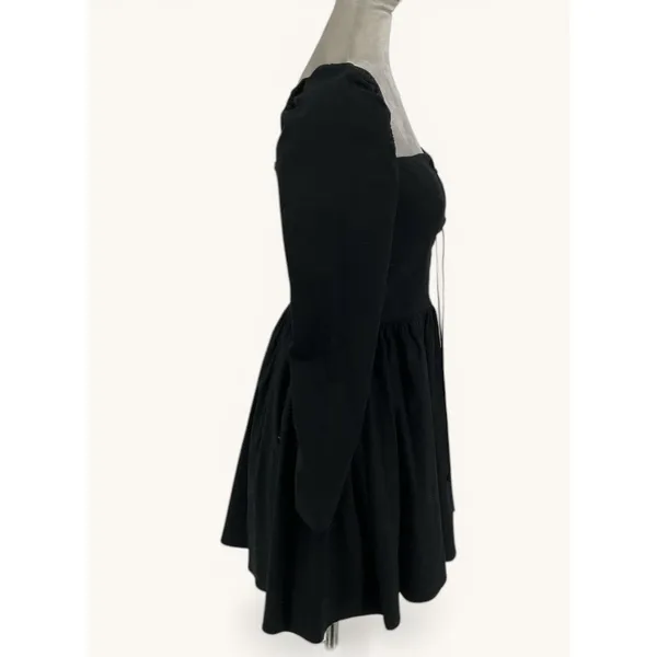 Reformation Johnny Mini Dress Womens 6 Black Square Neck Lace Up Cotton NWT - Image 9