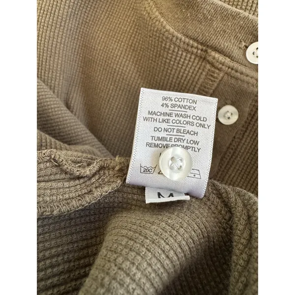 NWOT American Giant Olive Green Waffle Knit Henley Long Sleeve Shirt Womens MED - Image 7