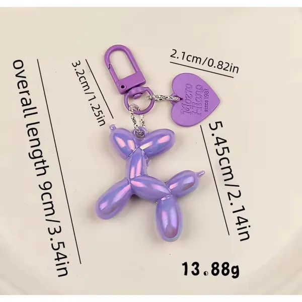 Boutique NEW Iridescent Purple Balloon Dog Keychain Purse Charm Y2K‎ - Image 2