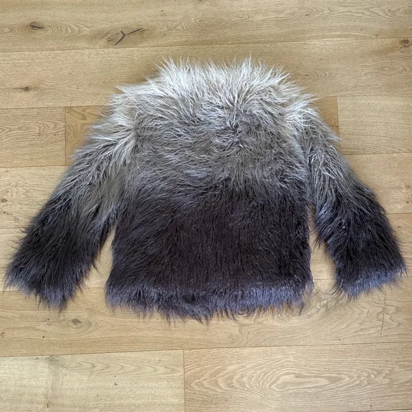 Guess Christina Degrade Faux Fur Jacket Size S in Ombre Beige Gray & Brown - Image 5