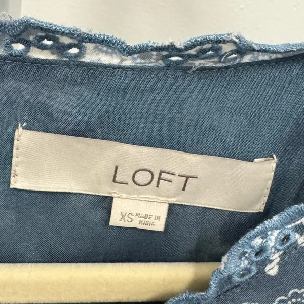 LOFT Bird Novelty Print Shift‎ Mini Dress Blue White XS - Image 9