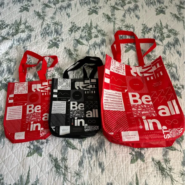 Lululemon Sustainable Tote Bag Set Three Trio Small Large Red Black - Image 3