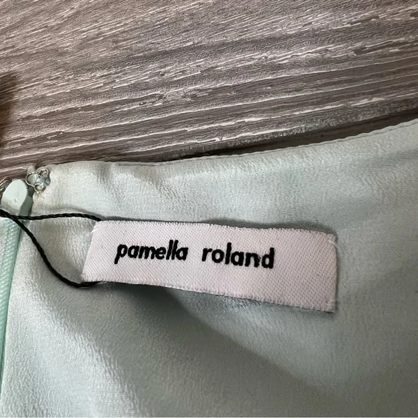 Pamella Roland mint sheath‎ dress light blue green sleeveless - Image 7
