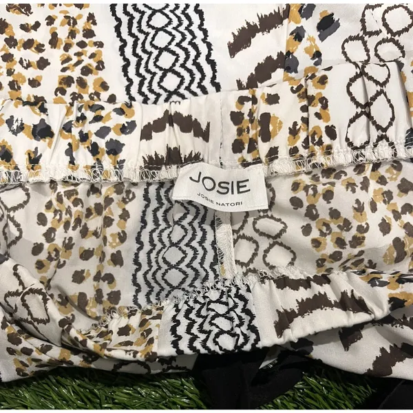JOSIE NATORI Lounge Pull On Boho Patterned DRAWSTRING PANTS SIZE L - Image 3