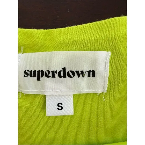 Superdown Kierra Mini Dress Neon Lime Long Sleeve Cut Out BodyCon S - Image 9