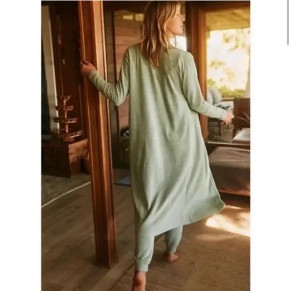 FREE PEOPLE Beach Bicoastal Seaglass Green Comfy Cardigan Duster - Image 4