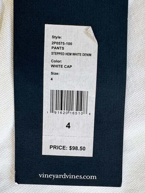 NWT Vineyard Vines Stepped Hem Jeans White Size 4 - Image 2