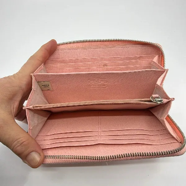 Coach Accordion Zip Pink Signature C Coated Canvas Wallet - Image 6